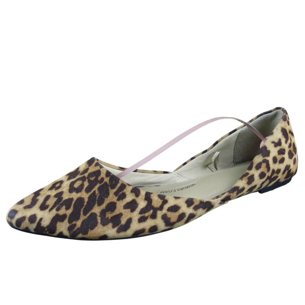 Time & Tru Women 10 Brown Leopard Print Flats Memory Foam‎ Comfort Casual Shoes